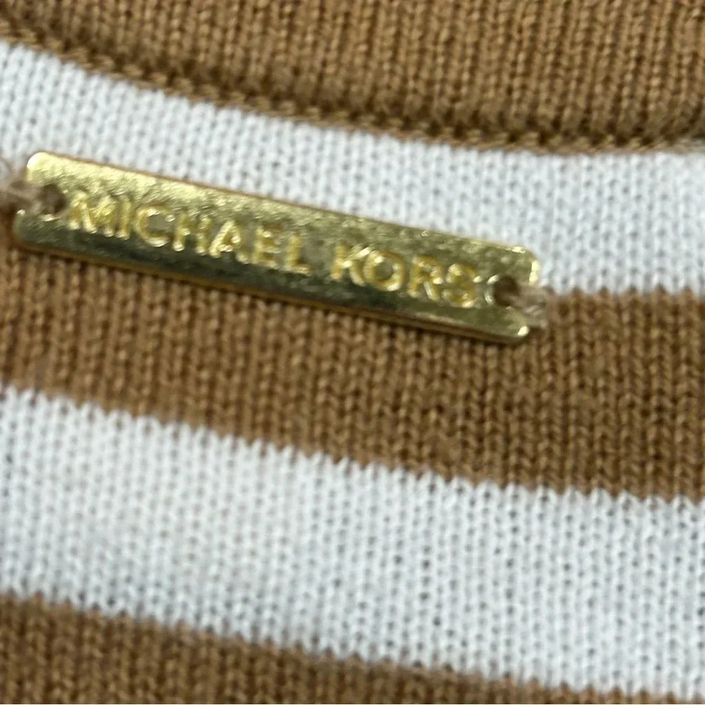 Michael Kors Dark Camel Brown‎ Striped Sweater Womens Small EUC